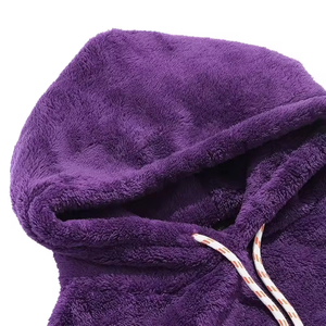 Wholesale Custom Streetwear Heavyweight Oversized <b>Sherpa</b> <b>Hoodies</b> Winter Fleece Fluffy Pullover Drop Shoulder Plush <b>Hoodies</b> - Product Image 3