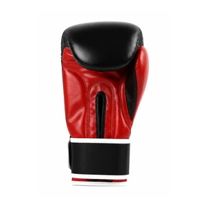 Gants de boxe pour l'entraînement et le sparring, en cuir PU rouge et noir, avec paume ventilée et fermeture Velcro à boucle et crochet pour le poignet - Product Image 3