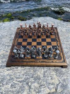 Ensemble d'échecs en laiton fait main, vintage, noir et or, pièces en métal lestées, jeu de société décoratif antique, vente en gros - Product Image 3