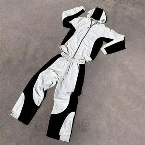 Custom Plain Streetwear 2 Pieces Sports <b>Running</b> Track Suit Nylon <b>Reflective</b> Windbreaker <b>Jackets</b> and Jogger Tracksuit Set - Product Image 1