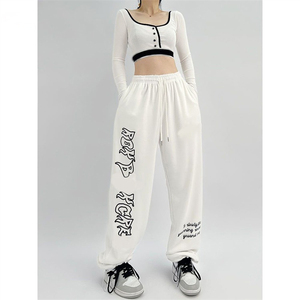Pantalon de jogging décontracté pour femme, taille mi-haute, respirant, imprimé sur mesure, avec logo personnalisé, 100% coton, idéal pour l'été - Product Image 6