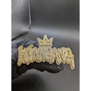 Collar con colgante de corona de diamantes cultivados en laboratorio, estilo hip hop, con incrustaciones de diamantes, joyería dorada brillante, regalo para hombres y mujeres - Product Image 1