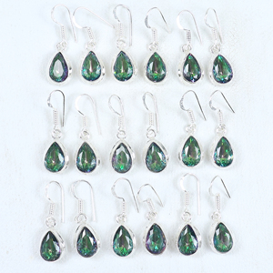 Pendientes Colgantes de Lágrima de Topacio Místico Chapados en Plata de Ley 925 Hechos a Mano, los Más Vendidos, Joyería de Moda con Piedras Preciosas Artesanales al por Mayor - Product Image 4