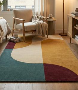 Alfombra de Lana Tufted Hecha a Mano de Primera Calidad, Antideslizante, de Pelo Medio, Diseño Abstracto Moderno, Alfombra Suave y Lujosa para Sala de Estar y Dormitorio - Product Image 1