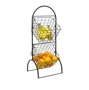 Panier de rangement personnalisable en fil métallique à 2 niveaux pour légumes et fruits, support suspendu pour collations de cuisine - Product Image 1