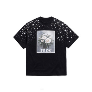 เสื้อยืดผู้ชายลายกราฟิกขนาดใหญ่ประดับเพชรเทียม ขายส่ง ผ้าคอตตอนหนานุ่ม ทรงบ็อกซี่ สตรีทแวร์ รับทำโลโก้ เสื้อยืดคุณภาพสูง - Product Image 3