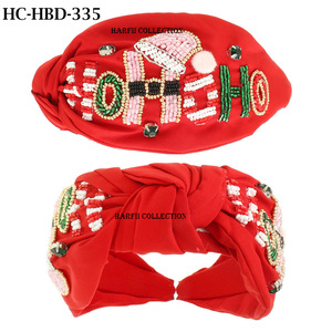 Diadema Navideña Hecha a Mano con Cuentas Verdes y Diseño de Gorro de Santa, Accesorio Festivo para el Cabello para Mujeres, Ideal para Fiestas - Product Image 2