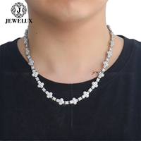 Collier Statement Jewelux Plaqué Or 18K avec Chaîne à Maillons Croisés en Moissanite, Luxe Unisexe pour Usage Quotidien, Certifié IGI, Mariage Indien