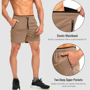 Customized <b>Men's</b> Gym <b>Shorts</b> Solid Pattern Casual Style Mid Waist Zipper Fly Quick Dry Polyester/Cotton Fabric - Product Image 1