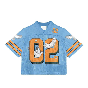 เสื้อเจอร์ซีย์ตาข่ายสไตล์วาร์ซิตี้คลาสสิกทรงโอเวอร์ไซส์ สตรีทแวร์ฮิปฮอป เสื้อตัวสั้น สกรีนโลโก้ได้ตามต้องการ ระบายอากาศได้ดี เป็นมิตรกับสิ่งแวดล้อม กันน้ำ เสื้อผ้าสำหรับออกกำลังกาย - Product Image 5