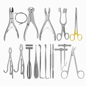 Kit de 17 instruments chirurgicaux orthopédiques vétérinaires manuels en acier inoxydable allemand pour animaux, certifié CE - Product Image 1