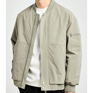 Blouson Bomber Homme Personnalisable avec Logo Brodé Hiver Écologique Respirant Ample Décontracté Élégant Coupe-Vent Poches Zippées - Product Image 1