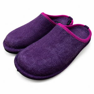 Chaussons d'intérieur en feutre violet chauds pour l'hiver avec mousse à mémoire de forme, respirants et antidérapants pour hommes et femmes - Product Image 1