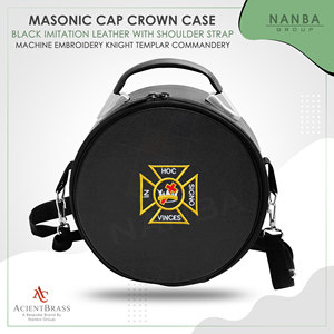 limited Masonic Knights Templar Commandery Crown Cap Case Black Cross Emblem, Freemason <b>Hat</b> Carrying <b>Box</b> - Product Image 6