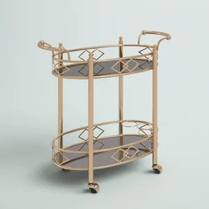Luxury Handmade Ceramic Rolling <b>Serving</b> Cart <b>Trolley</b> for Beverage Wine Tea Coffee Party Decoration Applications Eco-Friendly - Product Image 1
