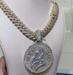 Colgante y Dijes de Disco de Moissanita VVS con Nombre Personalizado, Plata, Estilo Hip Hop, Colgante de Moissanita VVS Champion Color D, Joyería para Hombre - Product Image 1