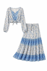 Women Floral Printed Polyester Top and <b>Long</b> <b>Skirt</b> Manufacturer - Product Image 2