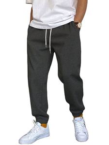 Men's Cotton-Polyester Blend Embroidered <b>Trousers</b> with Elastic Waist Breathable & Quick Dry Lightweight <b>Vintage</b> Design for Work - Product Image 3