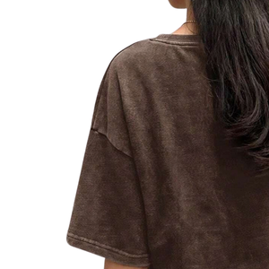 <b>Womens</b> Vintage Washed Look Oversized T <b>Shirt</b> <b>Loose</b> Fit Short Sleeve Crew Neck Casual Streetwear Plain Fashion Top Wholesale - Product Image 5