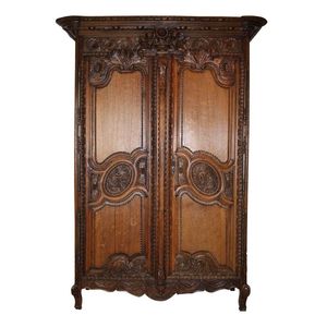 Luxury Handcrafted Solid Wood 2 Door <b>Wardrobe</b> Ornate French Country Carving Antique Oak Armoire - Product Image 1