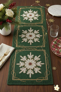 Chemin de table brodé perlé avec motifs texturés élégants, nappe perlée soigneusement conçue et brillante - Product Image 5