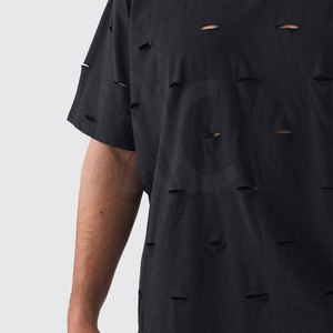 Camiseta Personalizada con Efecto Desgastado, Algodón y Poliéster de Alta Calidad, Estilo Oversize, Ropa Urbana, Moda Actual - Product Image 3
