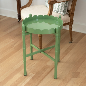 Customized Eco-Friendly Lacquer Scalloped Tray <b>Tables</b> <b>Legs</b> Adjustable Height <b>Foldable</b> for Living Room Contemporary Design - Product Image 3
