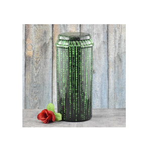 Urne funéraire en aluminium noir avec code numérique, design traditionnel décoratif, pour cendres, à poser sur table, capacité 3-4L - Product Image 1