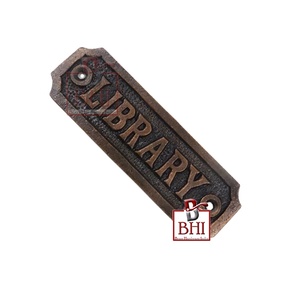 Cast Iron Interior Apartment House Room <b>Door</b> Sign Wall Mounted "Library" Hotel <b>Door</b> <b>Plate</b> Plaques - Product Image 2