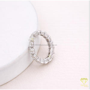 Moissanite Diamond Wedding Band <b>Ring</b> in <b>925</b> Sterling <b>Silver</b> Stackable Anniversary Fine Jewelry Gift - Product Image 2