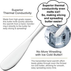 Couteau à beurre en cuivre à conductivité thermique exceptionnelle, couteaux de cuisine argentés pour une découpe et un étalage sans effort - Product Image 3