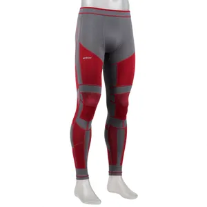 Amkoor <b>Men's</b> <b>Compression</b> Leggings Full Length Red Gray Quick Dry Spandex/Nylon Drawstring Elastic Waist Sport <b>Tights</b> - Product Image 3