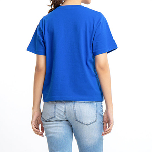 เสื้อยืดผ้าฝ้ายผู้หญิงขายส่งยอดนิยม – เสื้อยืดแขนสั้นลำลองระบายอากาศได้ดี พร้อมโลโก้สั่งทำสำหรับ OEM - Product Image 3