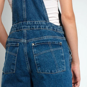 Mejor Proveedor: Mono Vaquero de Mujer con Rasgaduras y Efecto Desgastado, Elástico, Corte Regular, Cintura Media, 100% Algodón Ecológico, Ideal para Verano - Product Image 5