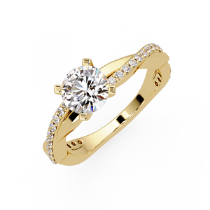 Anillo de Compromiso Solitario con Diamante Cultivado en Laboratorio de 1.0ct, Oro Amarillo de 14K, Diseño Redondo Trenzado, Regalo de Aniversario, Proveedor de Joyería al por Mayor Personalizada - Product Image 3