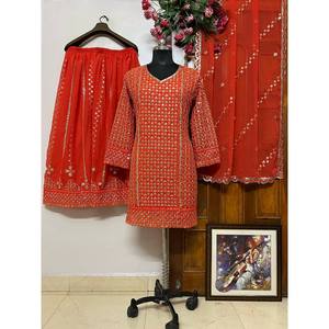 Conjunto de Traje Salwar Kameez Tradicional de Seda con Bordado de Zari y Lentejuelas para Mujeres, Ropa India y Pakistaní para Fiestas - Product Image 5