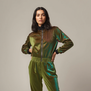 Velvet Tracksuit Soft Luxury Casual Sportswear Set with OEM ODM Customization - Product Image 1