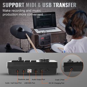 Kit Batteria Elettronica 15 Pezzi con 150 Suoni, USB MIDI, Pieghevole, 8 Tamburi Silenziosi in Mesh - Product Image 4