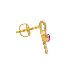 Boucles d'oreilles en forme de cœur rose doré avec ruban et diamants - Product Image 3