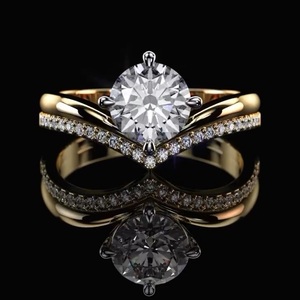 Anillo de diamante cultivado en laboratorio con corte brillante redondo de 2.0 quilates, forma de corona, certificado IGI, oro rosa de 14k, regalo de compromiso y aniversario para ella. - Product Image 1