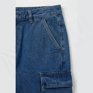 Pantalones Vaqueros Cargo de Cintura Alta para Hombre, Corte Regular, Algodón, Color Sólido, Lavado Claro, Secado Rápido, Pantalones de Otoño - Product Image 6