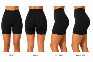 Shorts de compression noirs taille haute pour femme, coupe sportive, respirants, tricotés, pour l'entraînement, le yoga, la course et le cyclisme - Product Image 3
