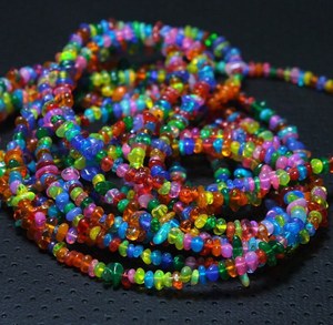 Perles d'opale naturelle éthiopienne fumée multicolores, non taillées, de forme irrégulière, percées, taille 3-4 mm, longueur 16 pouces, pour la fabrication de bijoux - Product Image 2