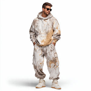 Ensemble de survêtement oversize pour homme, style délavé à l'acide, avec sweat à capuche à épaules tombantes et pantalon de jogging coupe ample, idéal pour l'hiver - Product Image 4