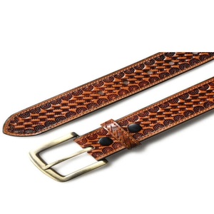 High grade Basket Embossed Hand Carving and Hand Painting Unisex Genuine Western Leather <b>Tooling</b> <b>Belt</b> - Product Image 3