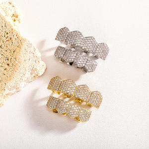 High Quality Grillz Set Round Brilliant Cut Channel Setting Hip Hop Style Unisex Dental Jewelry Jewelux CROWN India - Product Image 3