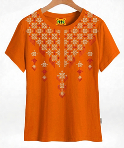 Camiseta Informal de Algodón para Mujer, Manga Corta, Transpirable, de Secado Rápido, Tejido de Punto Ecológico Teñido, 220g, Ropa de Verano - Product Image 1