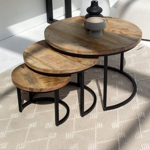 Mesa de Centro Vandana Astra Nimbus de Madera de Mango para Interiores de Sala de Estar Moderna - Product Image 1