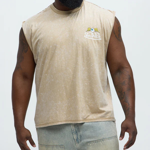 Camiseta sin Mangas de Algodón para Hombre con Logotipo Estampado en la Parte Delantera, Cuello Redondo Informal, Corte Regular, Diseño Transpirable - Product Image 4