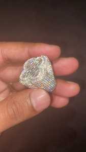 Pave Lab Grown Diamond Clover Ring 925 Sterling Silver 10K 14K 18K Mixed Baguette Round Iced Out Men <b>Cluster</b> Band Wholesale B2B - Product Image 4